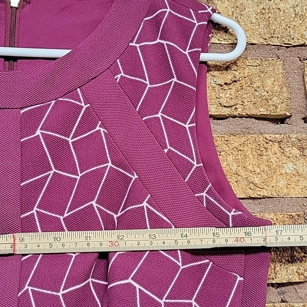 JM Collection Women's Purple Geometric Knee-Length Sheath Dress Size 8 - Picture 6 of 12